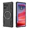 Designerz hub® Back Cover for Moto Edge 50 Pro | Shockproof Case with Magnetic Metal Ring Supports Magsafe Charger &amp; Car Mount | Military Grade Protection | Black