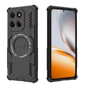 designerz hub back cover for motorola edge 60 pro 5g case with magnetic metal ring supports magsafe charger amp car mount  military grade protection  black