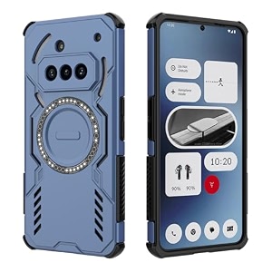 designerz hub back cover for nothing phone 3a  shockproof case with magnetic metal ring supports magsafe charger amp car mount  military grade protection  blue