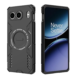 designerz hub back cover for oneplus nord 4 5g  shockproof case with magnetic metal ring supports magsafe charger amp car mount  military grade protection  black