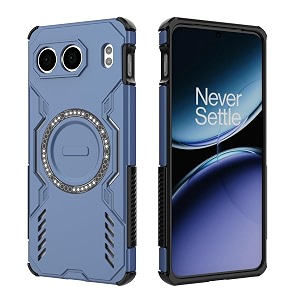 designerz hub back cover for oneplus nord 4 5g  shockproof case with magnetic metal ring supports magsafe charger amp car mount  military grade protection  blue