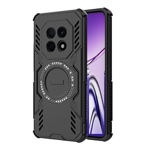 designerz hub back cover for oppo f29 pro  shockproof case with magnetic metal ring supports magsafe charger amp car mount  military grade protection  black