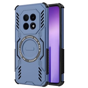 designerz hub back cover for oppo f29 pro  shockproof case with magnetic metal ring supports magsafe charger amp car mount  military grade protection  blue