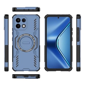 designerz hub back cover for oppo k13 5g  shockproof case with magnetic metal ring supports magsafe charger amp car mount  military grade protection  blue