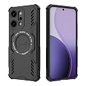 Designerz hub® Back Cover for Oppo Reno 14 pro | Shockproof Case with Magnetic Metal Ring Supports Magsafe Charger &amp; Car Mount | Military Grade Protection | Black
