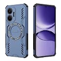 Designerz hub® Back Cover for Poco F7 5G | Shockproof Case with Magnetic Metal Ring Supports Magsafe Charger &amp; Car Mount | Military Grade Protection | Blue