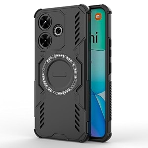 designerz hub back cover for realme p1 5g  rugged shockproof armor case with magnetic metal ring supports magsafe charger amp car mount  military grade protection  black