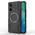 Designerz hub® Back Cover for Realme P1 5g | Rugged Shockproof Armor Case with Magnetic Metal Ring Supports Magsafe Charger &amp; Car Mount | Military Grade Protection | Black