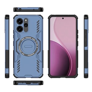 designerz hub back cover for redmi 12 5g  case with magnetic metal ring supports magsafe charger amp car mount  military grade protection  blue