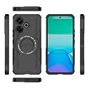 Designerz hub® Back Cover for Redmi 13 4G | Shockproof Case with Magnetic Metal Ring Supports Magsafe Charger &amp; Car Mount | Military Grade Protection | Black