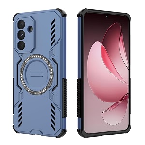 designerz hub back cover for samsung galaxy a36 5g  shockproof case with magnetic metal ring supports magsafe charger amp car mount  military grade protection  blue