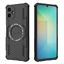 Designerz hub® Back Cover for Samsung Galaxy A06 4G | Shockproof Case with Magnetic Metal Ring Supports Magsafe Charger &amp; Car Mount | Military Grade Protection | Black