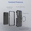 Designerz hub® Back Cover for Samsung Galaxy M36 5G | Shockproof Case with Magnetic Metal Ring Supports Magsafe Charger &amp; Car Mount | Military Grade Protection | Black