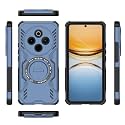 Designerz hub® Back Cover for Vivo T4 5g | Shockproof Case with Magnetic Metal Ring Supports Magsafe Charger &amp; Car Mount | Military Grade Protection | Blue