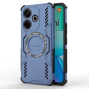 designerz hub back cover for realme 15x 5g  shockproof case with magnetic metal ring supports magsafe charger amp car mount  military grade protection  blue