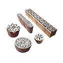 Designs Chevron and Round Wooden Printing Blocks (Set of 5)