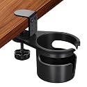 Desk Cup Holder Clamp, Anti-Spill Clip On Table Cup Holder Rotatable