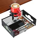 Desk Cup Holder Clamp, Clip On Table Cup Holder with Rotation Drawer