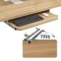 Desk Keyboard Tray with Metal Ra & Wooden Platform - Space-Saving Mouse Pad Solution for Home Office - Adjustable 54/60/70 cm Design