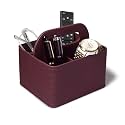 Desk Organiser for Study Table Office | Remote Holder Stand for Table Office Desk | AC Fan TV 4 Slots Remote Organiser with Handle for Bed, Living Room, Recycle Leather (Croco Bordeaux)