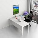 Deskio 150 x 165 Cm Long L-Shaped Desk with Modesty and Return Storage, Computer Table, Laptop Table, Writing Table, Study Table for Students/Kids and Adults (Everest White)