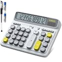 Desktop Calculator with Extra Large 5-Inch LCD Display, 12-Digit Two Way Power Solar &amp; Battery Office Calculator with Big Buttons for Business, Accounting &amp; Home Use(White)