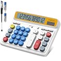 Desktop Calculator with Extra Large 5-Inch LCD Display, 12-Digit Two Way Power Solar &amp; Battery Office Calculator with Big Buttons for Business, Accounting &amp; Home Use(Blue)