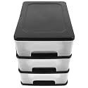STAHAD Desktop Drawer Organizer Small 3-Tier Plastic Storage Box with Drawers and Black Frame for Office Desk Makeup Vanity and Bathroom Countertop