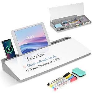 desktop glass whiteboard with storage desk dry erase white board gray