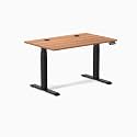 Desky Dual Laminate Sit Stand Desk Prime Oak 47.2" Grommets Matte Black