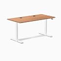 Desky Dual Laminate Sit Stand Desk Prime Oak 47.2" Grommets White