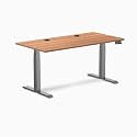 Desky Dual Laminate Sit Stand Desk Prime Oak 47.2" Grommets Space Gray