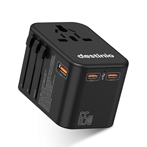 destinio universal charger adapter 70w - gan fast charging adapter for laptopmacbook with 3 type c amp 2 usb ports compact travel adapter all in one international adapter for us uk europecanada