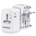 Destinio Universal Travel Adapter with Type C - 12W Type C+ 12W USB A (5V/2.4A) - 3 in 1 International Worldwide All in One Charger Plug and Socket for USA, Canada, UK, Europe (10 Yr Warranty)