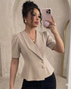 DESTINYPPAREL Formal Solid Women Beige Top