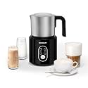 Detachable Milk Frother, Food Grade Stainless Steel 17oz Electric Milk Steamer, Easy Clean with Dishwasher Safe,Automatic Hot/cold Foam Maker Hot Chocolate Maker, 120v, Stainless Steel
