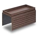 DETOR Couch Arm Tray with Spacious 12.4" x 5.4" Storage Box, Walnut Bamboo Finish, Enhanced Non-Slip Felt Bottom, Sturdy Bamboo Slats, Fits Armrests 6" and Wider
