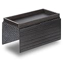 DETOR Sofa Arm Tray with Spacious 12.4" x 5.4" Storage Box, Ebony Bamboo Finish, Enhanced Non-Slip Felt Bottom, Sturdy Bamboo Slats, Fits Armrests 6" and Wider