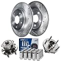 Detroit Axle - 12.99" Rear Drilled Brake Rotors Wheel Hubs + 20pc Wheel Lug