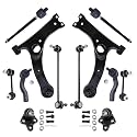 Detroit Axle - 12pc Front End Control Arms Kit for 01-05 Toyota Rav4, Lower Control Arms Tie Rods Lower Ball Joints Front and Rear Stabilizer Sway Bars 2001 2002 2003 2004 2005 Replacement