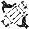 Detroit Axle - 12pc Front End Kit for 1996-2004 Nissan Pathfinder, 1997-2003 Infiniti QX4, Lower Control Arms Lower Ball Joints Tie Rods Front and Rear Sway Bars 1998 1999 2000 2001 2002 Replacement