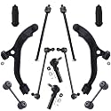 Detroit Axle - 12pc Front End Kit for Chrysler Town &amp; Country Dodge Grand Caravan Plymouth Grand Voyager 2 Lower Control Arms w/Ball Joints 4 Inner &amp; Outer Tie Rods 4 Front Rear Sway Bars 2 Boots