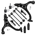 Detroit Axle - 12pc Front End Suspension Kit for Jeep 2005-2010 Grand Cherokee Commander, 2 Lower Control Arms 4 Tie Rods 2 Sway Bars 2 Boots 2 Upper Ball Joints 2006 2007 2008 2009 Replacement