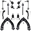 Detroit Axle - 12pc Front End Suspension Kit for 1997-2001 Honda CR-V 2 Upper Control Arms w/Ball Joints 2 Lower Ball Joints 4 Inner &amp; Outer Tie Rods 4 Front Rear Sway Bars 1998 1999 2000 Replacement