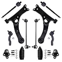 Detroit Axle - 12pc Front End Suspension Kit for Toyota Rav4 01-05, Lower Control Arms Sway Bars Tie Rods Boots &amp; Bellows Lower Ball Joints 2001 2002 2003 2004 2005 Replacement