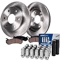 Detroit Axle - 305mm Front Disc Rotors Brake Pads + 24pc Lug Nuts w/keys