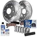Detroit Axle - 325mm Front Drilled Rotors Brake Pads +12pc Wheel Lug Nuts