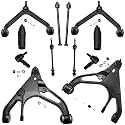 Detroit Axle - 4WD Front End Control Arms Kit for 02-05 Dodge Ram 1500, Lower Upper Control Arms &amp; Ball Joint Sway Bars Tie Rods Boots 2002 2003 2004 2005 Replacement - 12pc Set