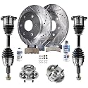 Detroit Axle - Front Brake Kit Wheel Bearing Hubs CV Axles for 4WD 6-Lug