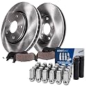 Detroit Axle - Front Disc Rotors &amp; Brake Pads + 24pc Wheel Lug Nuts w/keys